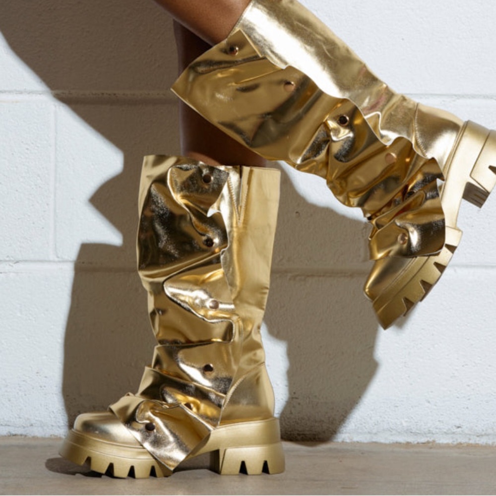 Gold Combat Boots for Women